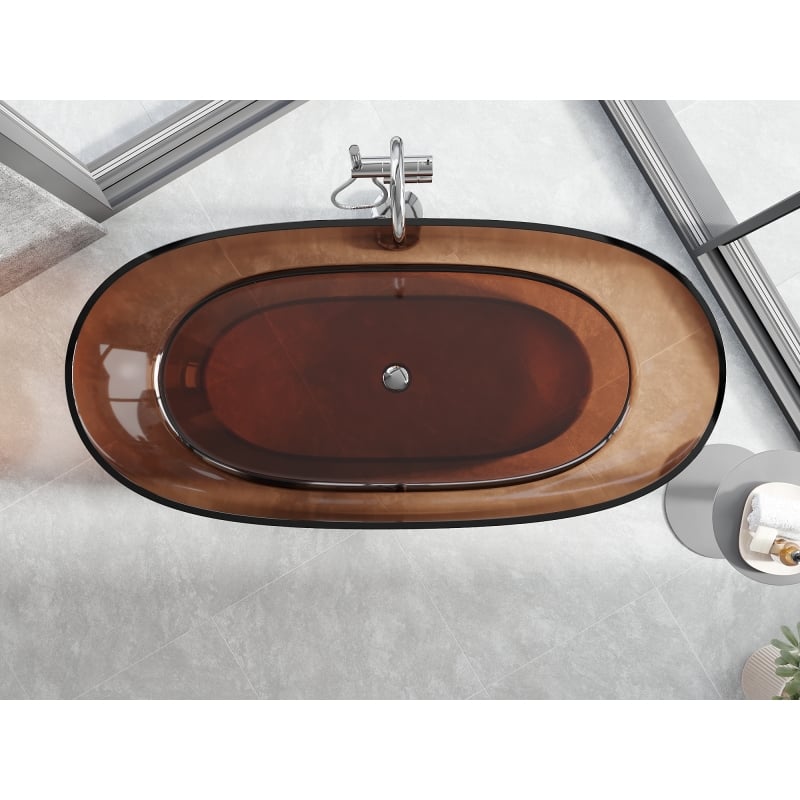 Mexen Pure самостоятелна прозрачна вана 170 x 80 см, cherry, хромиран тапи - 58071708009