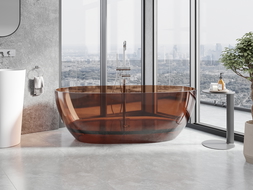 Mexen Pure cherry свободностояща прозрачна вана 170 x 80 см, хромиран капак - 58071708009