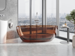 Mexen Pure самостоятелна прозрачна вана 170 x 80 см, cherry, хромиран тапи - 58071708009