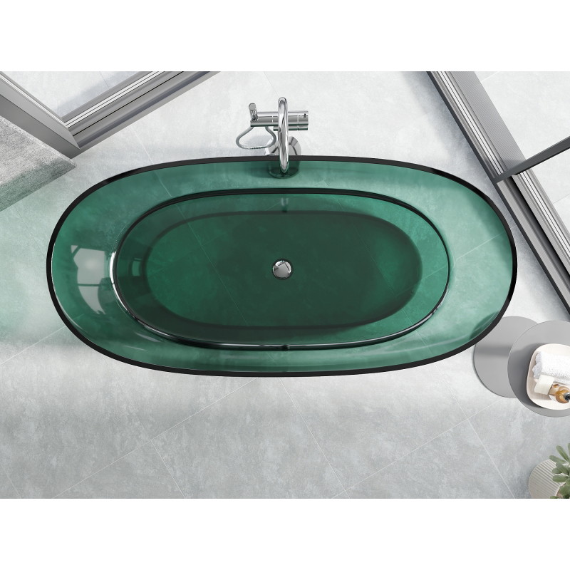 Mexen Pure самостоятелна вана прозрачна 170 x 80 см, тийл, хром запушалка