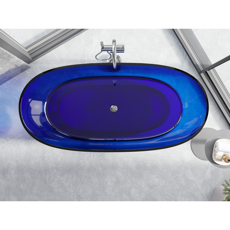 Mexen Pure свободностояща прозрачна вана 170 x 80 см, сапфир, хромиран крик