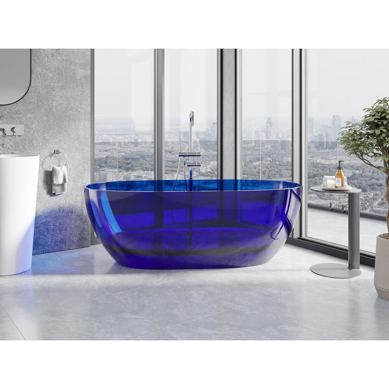 Mexen Pure сапфир самостоятелна прозрачна вана 170 x 80 см, хромирана тапа - 58071708016