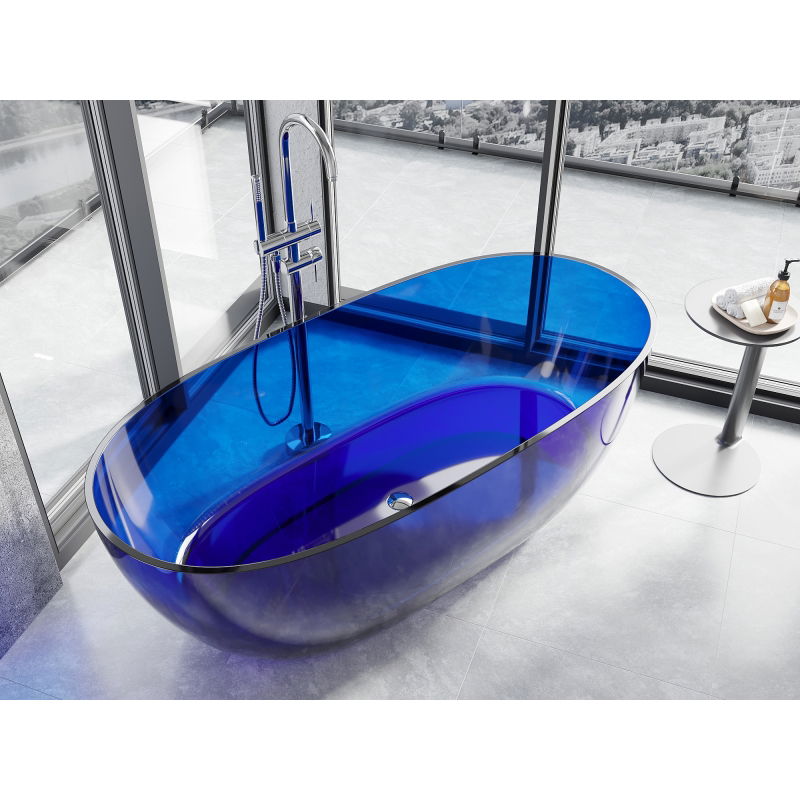 Mexen Pure сапфир самостоятелна прозрачна вана 170 x 80 см, хромирана тапа - 58071708016