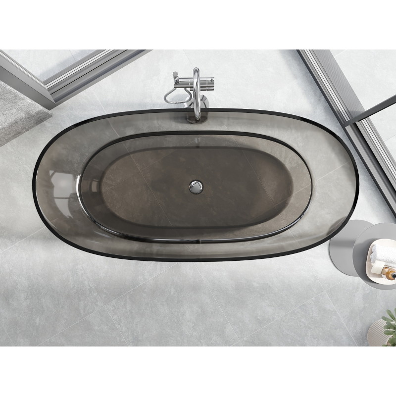 Mexen Pure свободностояща прозрачна вана 170 x 80 см, бронз, хромиран капачка