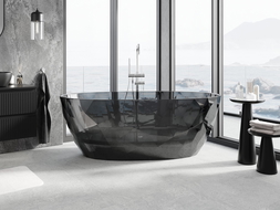 Mexen Orax черна свободностояща вана прозрачна 170 x 80 cm, хромиран капак - 58081708013