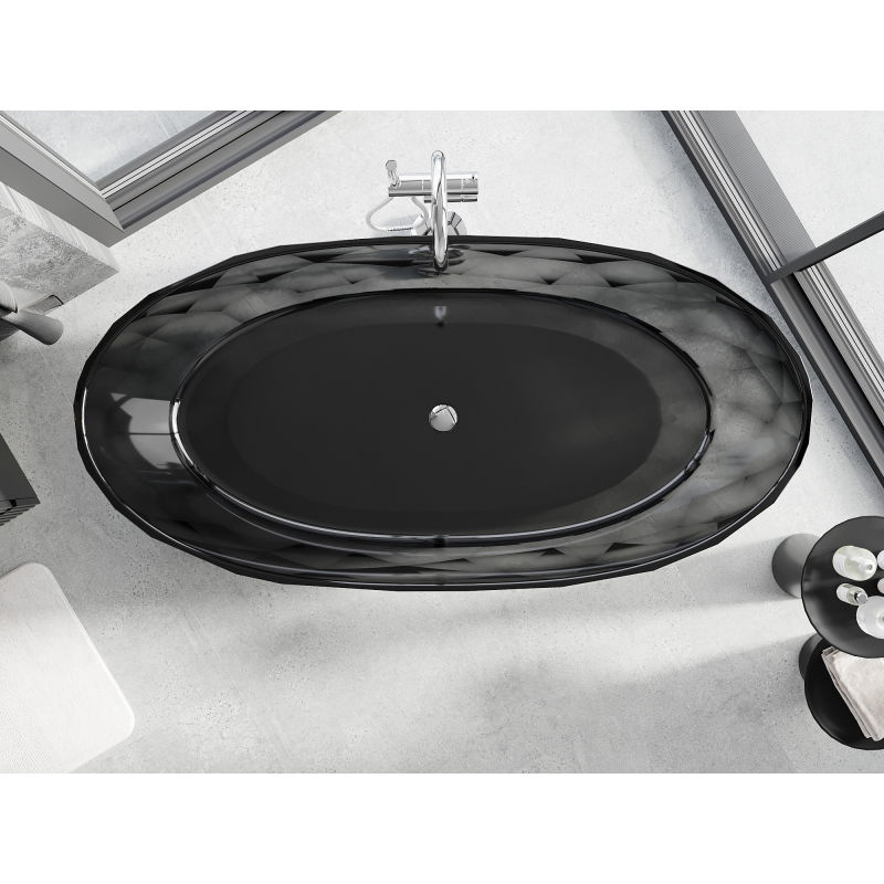 Mexen Orax черна свободностояща вана прозрачна 170 x 80 cm, хромиран капак - 58081708013