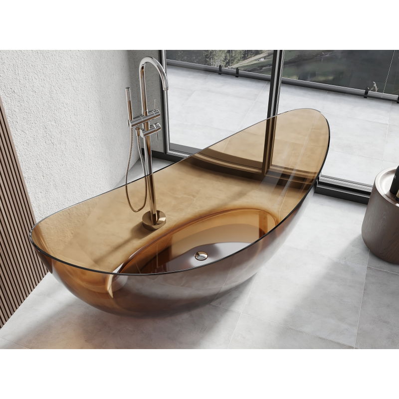 Mexen Vea земна вана свободностояща прозрачна 180 x 80 cm, тапа хром - 58091808005