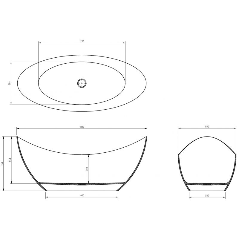 Mexen Vea горска независима прозрачна вана 180 x 80 cm, хромирана тапа - 58091808002