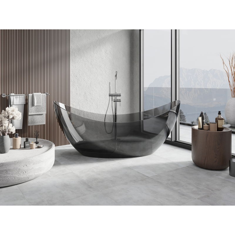 Mexen Vea черна свободностояща вана прозрачна 180 x 80 cm, хромиран клапан - 58091808013