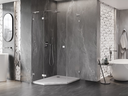 Mexen Lunar L петстенен душ кабина с врата, лява - 80 x 90 см, прозрачен, хром - 831L-080L-090P-01-00-L