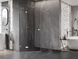 Mexen Lunar L петстенен душ кабина с врата, лява - 80 x 90 см, прозрачен, хром - 831L-080L-090P-01-00-L