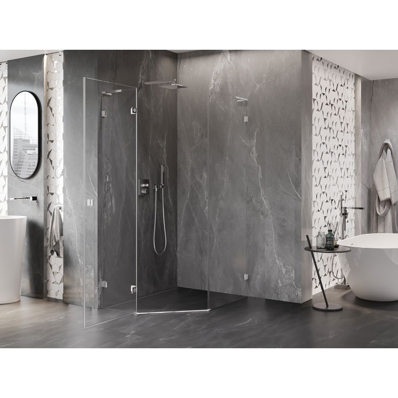 Mexen Lunar L петстенна душ кабина с врата, лява 90 x 100 см, прозрачна, хром - 831L-090L-100P-01-00-L