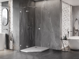 Mexen Lunar петстенна откриваема душ кабина лява 80 x 100 см, прозрачна, хром - 831-080L-100P-01-00-L