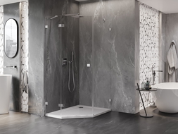 Mexen Lunar петостенна душ кабина с люлееща врата, лява 90 x 100 см, прозрачно стъкло, хром - 831-090L-100P-01-00-L