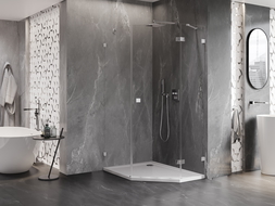 Mexen Lunar петостенна отваряема дясна душ кабина 90 x 100 cm, прозрачна, хром