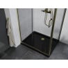 Mexen Apia плъзгаща се душ кабина 90 x 100 см, прозрачна, златна + корито Flat, черно - 840-090-100-50-00-4070G