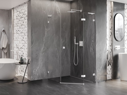 Mexen Lunar L петстенна душ кабина, дясно отваряне, 90 x 100 см, прозрачно, бяло - 831L-090P-100L-20-00-P