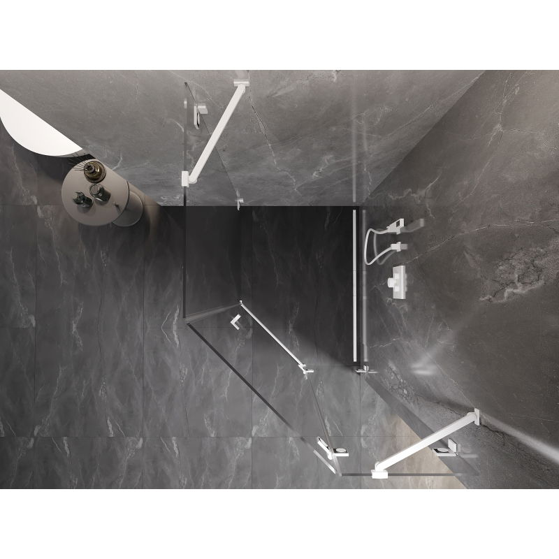 Mexen Lunar петстенна душ кабина с десни панти 80 x 90 cm, прозрачна, бяла - 831-080P-090L-20-00-P