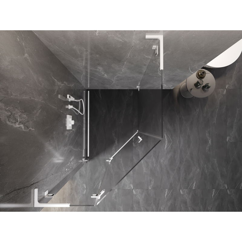 Mexen Lunar L петоъгълна душ кабина с люлееща се врата, лява, 90 x 100 см, прозрачна, бяла - 831L-090L-100P-20-00-L