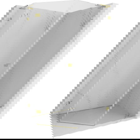 Mexen Lunar L петоъгълна душ кабина с панта, лява, 80 x 100 см, прозрачна, златна - 831L-080L-100P-50-00-L