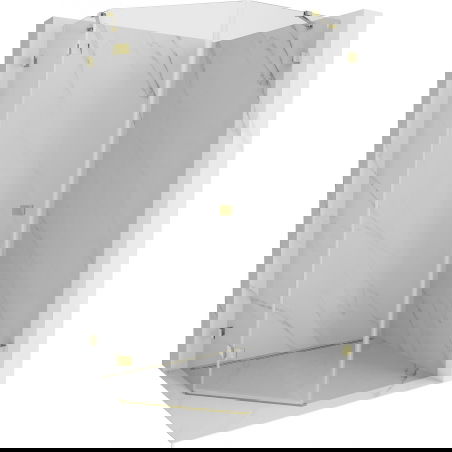 Mexen Lunar петоъгълна душ кабина с лява отваряема врата 80 x 100 cm, прозрачна, златна - 831-080L-100P-50-00-L