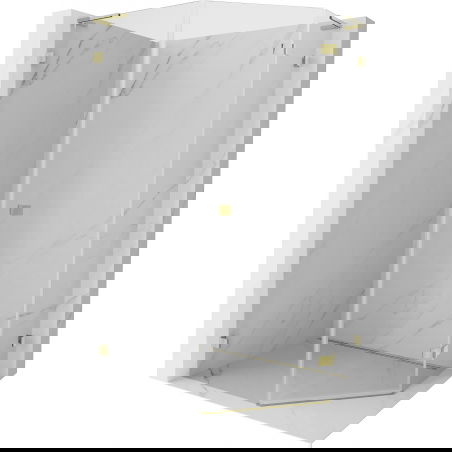 Mexen Lunar L петостранна душ кабина с отваряща се врата, дясна 80 x 100 см, прозрачна, златна - 831L-080P-100L-50-00-P