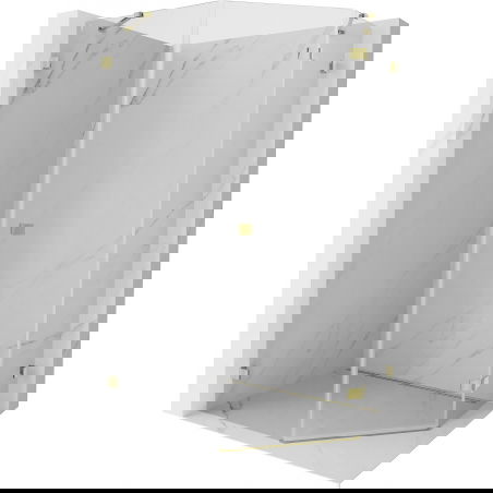 Mexen Lunar петстранна душ кабина с панти, дясна, 80 x 90 cm, прозрачна, златна - 831-080P-090L-50-00-P