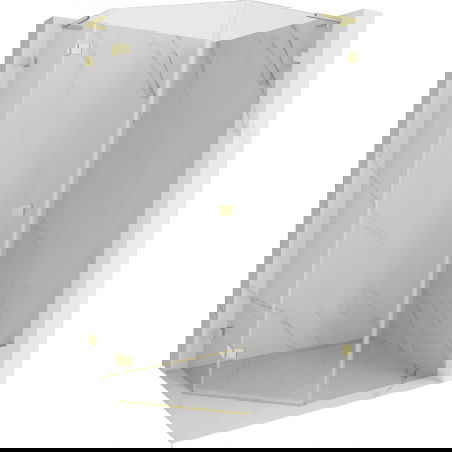 Mexen Lunar L петкоъгълна душ кабина с ляво отваряне 80 x 100 cm, прозрачна, златисто четкована - 831L-080L-100P-55-00-L