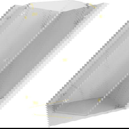 Mexen Lunar многоъгълна душ кабина с отваряща се лява врата 80 x 100 см, прозрачна, злато четка - 831-080L-100P-55-00-L