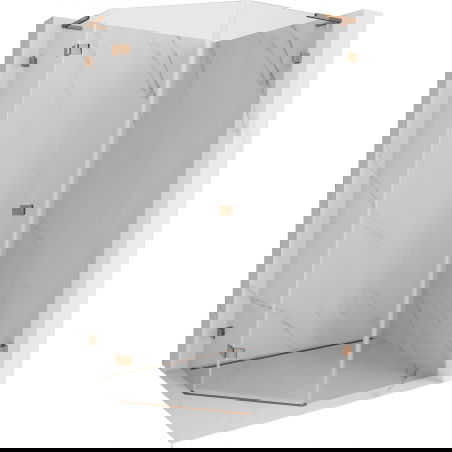 Mexen Lunar L пет-ъглова душ кабина с ляво отваряне 80 x 90 см, прозрачна, розово злато - 831L-080L-090P-60-00-L