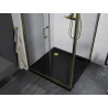 Mexen Apia плъзгаща се душ кабина 100 x 100 см, прозрачна, златна + корито Flat,
