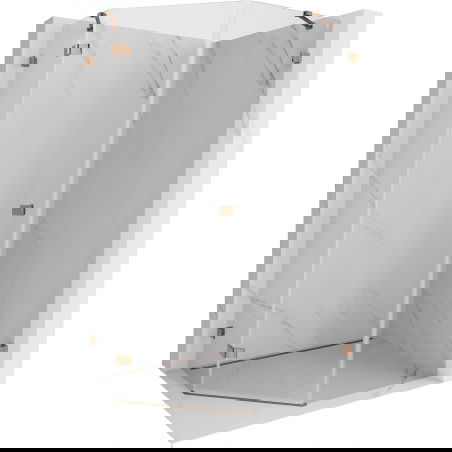 Mexen Lunar петстенна душ кабина с панти, лява 80 x 100 cm, прозрачна, розово злато - 831-080L-100P-60-00-L