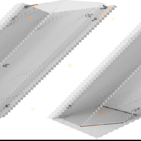 Mexen Lunar L петоъгълна душ кабина с отваряща се врата дясна 80 x 90 см, прозрачна, розово злато - 831L-080P-090L-60-00-P