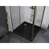 Mexen Apia плъзгаща се душ кабина 100 x 100 см, прозрачна, златна + корито Flat,