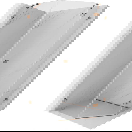 Mexen Lunar петстенна душ-кабина с врата, дясна 80 x 100 см, прозрачна, розово злато - 831-080P-100L-60-00-P