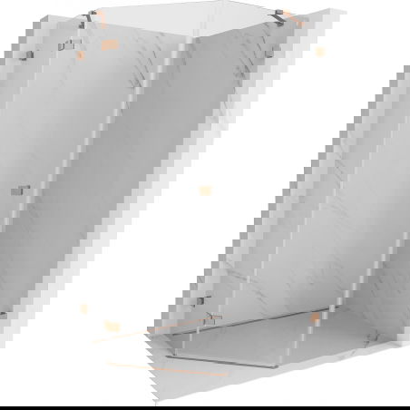 Mexen Lunar петстенна лява душ кабина 80 x 90 cm, прозрачна, матирано мед - 831-080L-090P-65-00-L