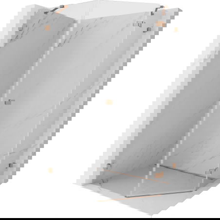 Mexen Lunar петстенна душ кабина с врати тип люлка на дясно 80 x 90 см, прозрачна, четкана мед - 831-080P-090L-65-00-P