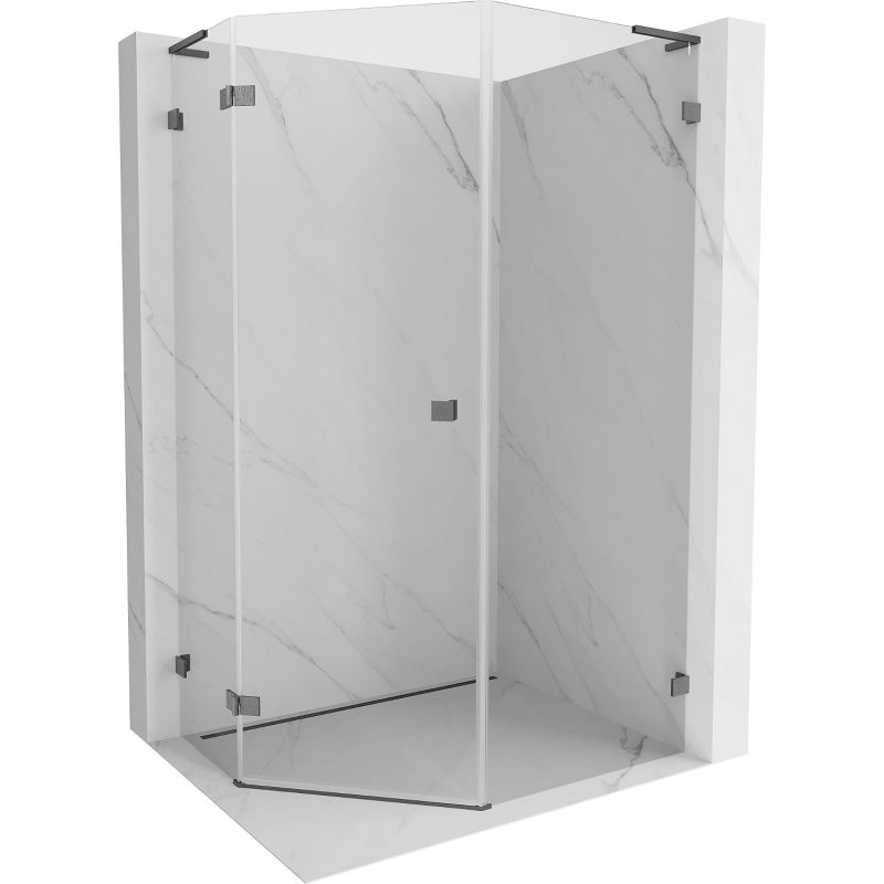 Mexen Lunar L петостенна душ кабина на панти лява 80x100 см, прозрачна, сив матов - 831L-080L-100P-66-00-L