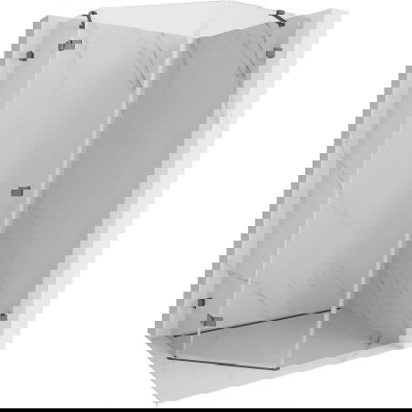 Mexen Lunar петоъгълна душ кабина лява 80 x 100 см, прозрачна, сив металик четка - 831-080L-100P-66-00-L