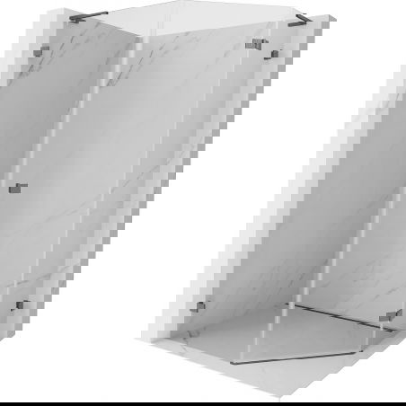 Mexen Lunar L петоъгълна душ кабина, отваряща се надясно, 80x90 см, прозрачна, четкано оръжейносиво - 831L-080P-090L-66-00-P