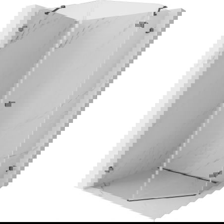 Mexen Lunar петстенна душ кабина, врата с панти, дясна 90 x 100 см, прозрачна, четка в цвят gun gray - 831-090P-100L-66-00-P