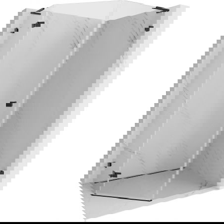 Mexen Lunar L петостенна душ кабина с панти, лява, 90 x 100 см, прозрачна, черна - 831L-090L-100P-70-00-L