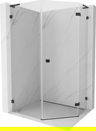 Mexen Lunar L петоъгълна душ кабина, отваряема на панти, дясна, 80 x 90 см, прозрачна, черна - 831L-080P-090L-70-00-P