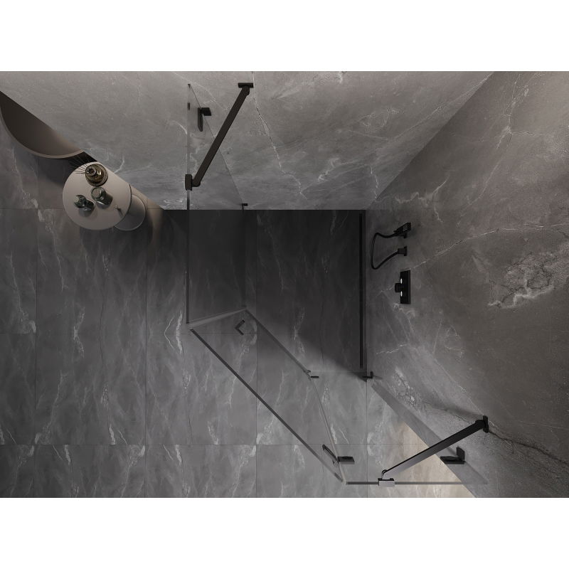 Mexen Lunar петоъгълна душ кабина с отваряща се дясна врата 80 x 100 см, прозрачна, черна - 831-080P-100L-70-00-P