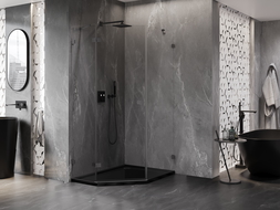 Mexen Lunar петстенно душ кабина лява 80 x 90 см, прозрачна, gun metal - 831-080L-090P-95-00-L