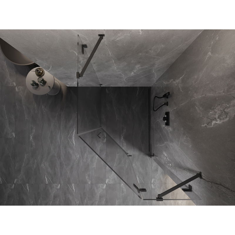 Mexen Lunar петостенна душ кабина дясна 80 x 90 см, прозрачна, gun metal - 831-080P-090L-95-00-P