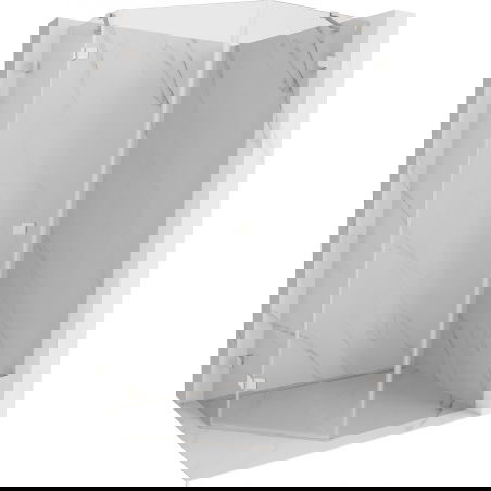 Mexen Lunar петстенна, отваряема лява душ кабина 80 x 90 см, прозрачно, четкана никел - 831-080L-090P-97-00-L