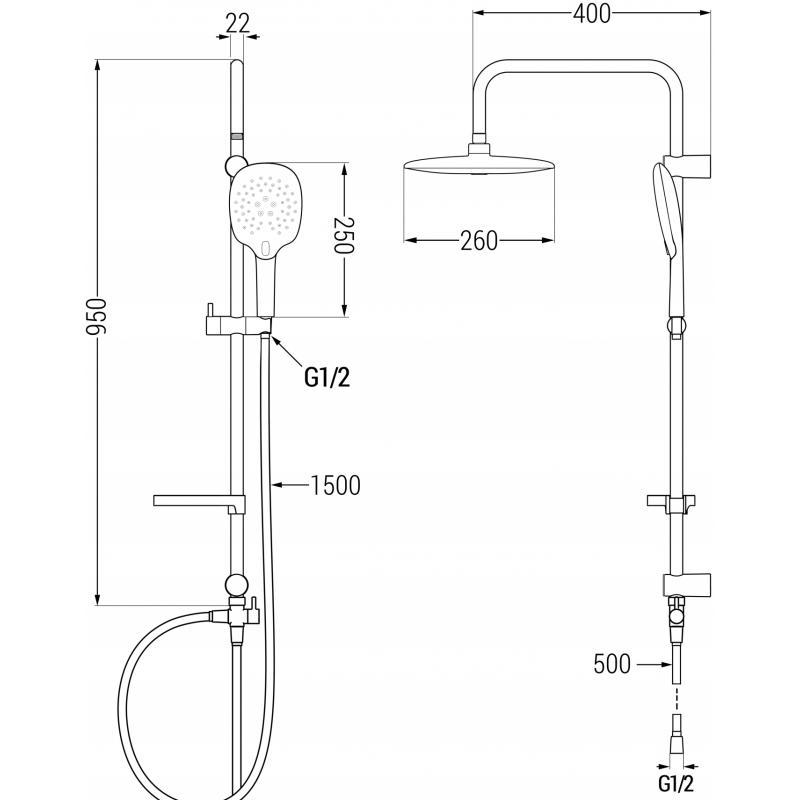 Mexen X22 душ колона, черна - 798222291-70