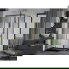 Сгъваема душ кабина Mexen Apia 140 x 80 см, прозрачна, златна + корито Flat, черно - 840-140-080-50-00-4070G