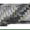 Сгъваема душ кабина Mexen Apia 140 x 80 см, прозрачна, златна + корито Flat, черно - 840-140-080-50-00-4070G